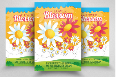 Flower Blossom Paper Cut Style Flyer