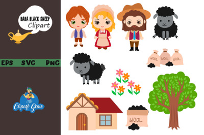 Baba black sheep clipart, Nursery clipart &amp; SVG