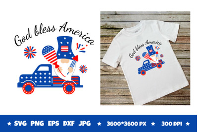 Patriotic Gnomes SVG. 4th of July SVG. Truck with Gnome SVG