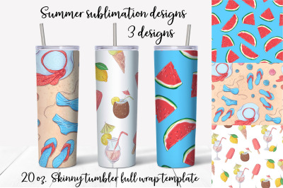 Summer sublimation design Skinny tumbler wrap design