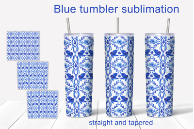 Blue ornament Tumbler Sublimation PNG/ 20 oz Tumbler Design