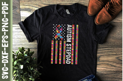 Autism Stepdad Autism US Flag Father Day