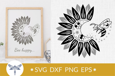 Bee SVG with sunflower svg, crescent moon for tumbler design