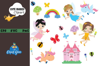 Cute Fairies clipart,Fairy Tale &amp; SVG