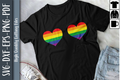 Funny Boobs Heart LGBTQ Proud