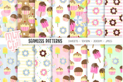 Sweets and Donuts Seamless Patterns