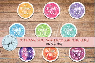 Printable thank you watercolor stickers