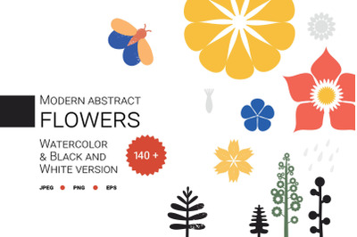 Modern abstract flowers collection