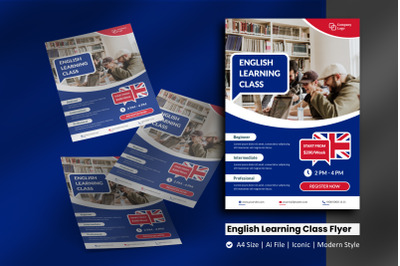 English Learning Class Flyer Template