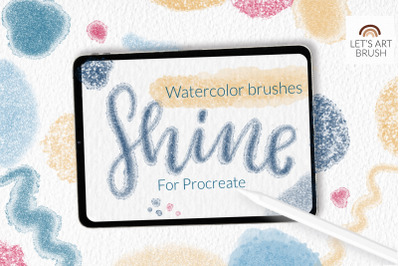 Shimmer glitter watercolor brushes for Procreate