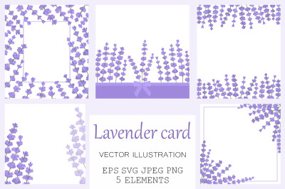 Lavender card. Lavender frame. Provence card. Lavender SVG