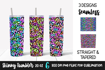 Colorful Leopard Foil 20oz Skinny Tumbler Sublimation Design