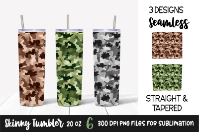 Military Camouflage Foil Skinny Tumbler Sublimation Designs