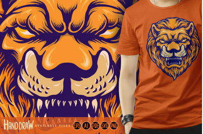 Angry Lion Head Face Mascot Logo Isolated