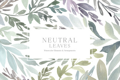 Watercolor Neutral Leaves