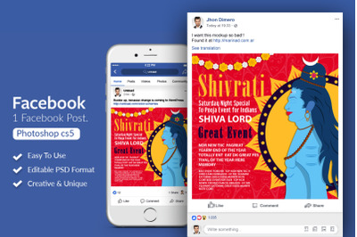 Shivratri Indian Festival Facebook Post