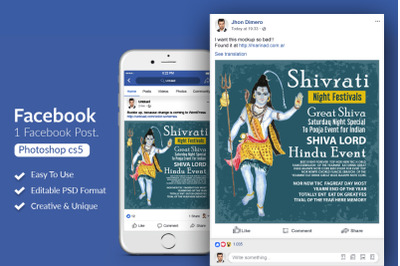 Shivratri Indian Festival Facebook Post