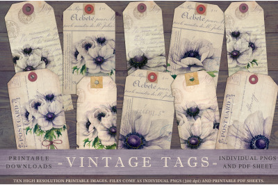 Vintage floral luggage tags