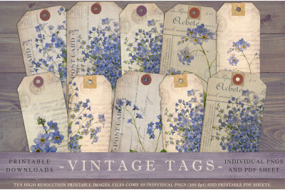 Vintage floral junk journal tags