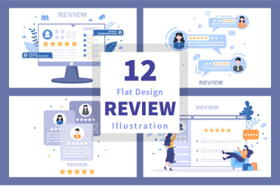 12 Review Customer Giving Star Illustration