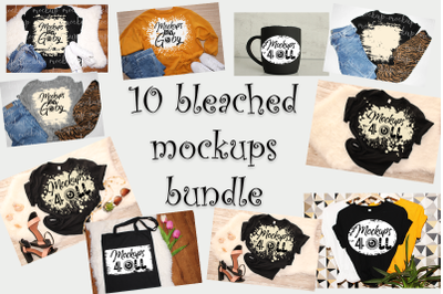 10 Bleached Mockups Bundle, Bleached Effect, Bleached T-shirts, Mug Bl