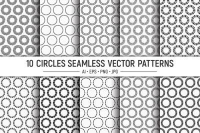 10 circless seamless geometric vector patterns
