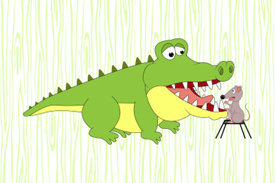 cute crocodile and mouse animal cartoon