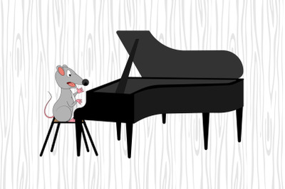 cute mouse cartoon playing piano