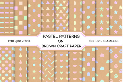 Pastel Patterns on Brown Craft Paper