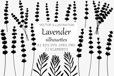 Lavender silhouettes. Lavender SVG. Flowers silhouettes SVG