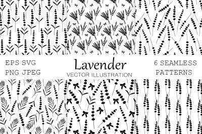 Lavender silhouettes pattern. Provence silhouettes pattern