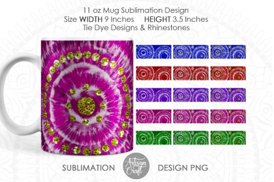 Tie Dye Mug, 11 oz mug template, mug sublimation template