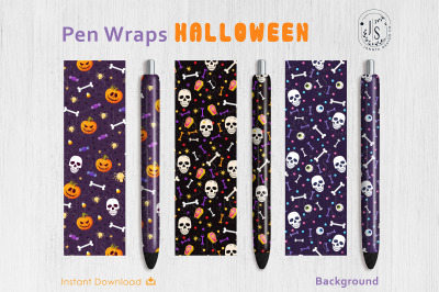 Halloween Skull and Bone Pen Wraps PNG file set
