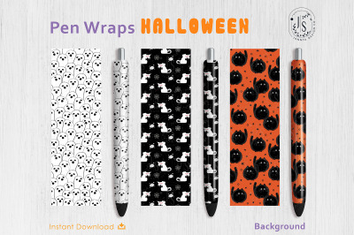 Halloween Ghost and Spooky Cat Pen Wraps PNG file set