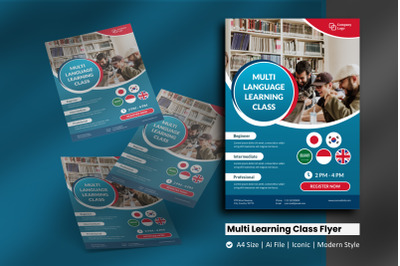 Multi Language Learning Class Flyer Template