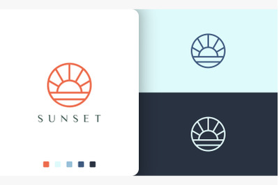 sun or sea logo circle shape