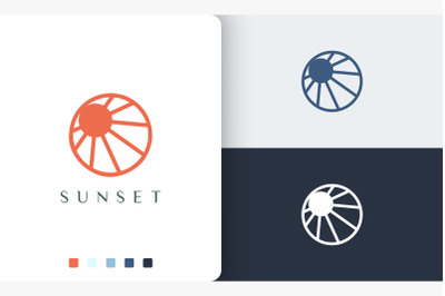 circle sun or sea logo modern style