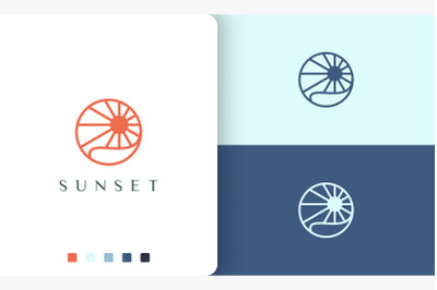 sun or ocean logo with modern shape
