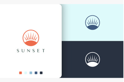 sun or beach circle logo in modern style