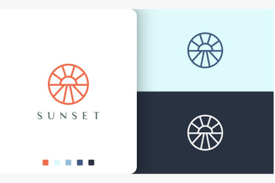 sun or sea circle logo simple line art
