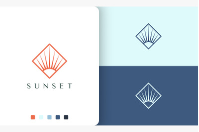 sun or solar logo in simple and modern