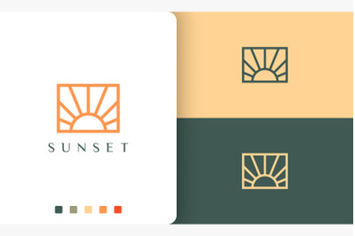 sun or energy logo in simple line art