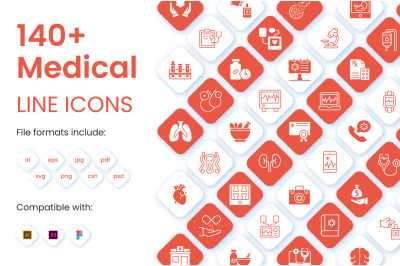 140+ Medical Solid Icons Pack