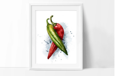 Hot Peppers Art, Vegetables Illustration