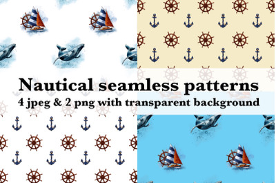 Ocean Seamless Pattern, Nautical Digital