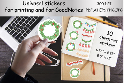 Stickers Print And Cut and for the GoodNotes app.Christmas
