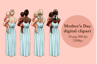 Mothers Day Clipart, Mom and Daughter