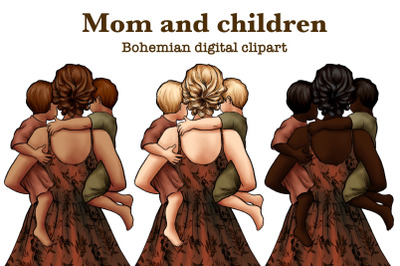 Mom and Children Clipart, Mom and Babys