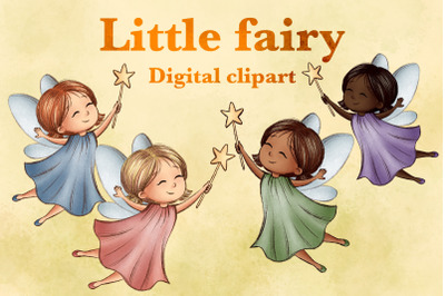 Little Fairies Clipart, Cute Fairy Art