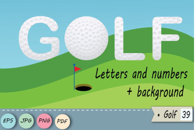 Golf letters and numbers, Sublimation clipart Sublimation designs for
